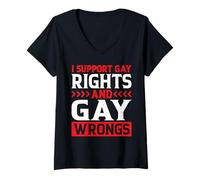 Mujer I Support Gay Rights And Gay Wrongs LGTBQ - Camiseta Cuello V