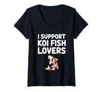 Mujer I Support Koi Fish Lovers Símbolo de carpa japonesa Armonía Paz Camiseta Cuello V