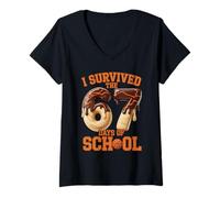 Mujer I Survived 67 Days of School Teachers Students 6 7 Six Seven Camiseta Cuello V