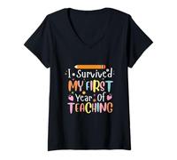 Mujer I Survived My First Year of Teaching Teacher Graduation Camiseta Cuello V