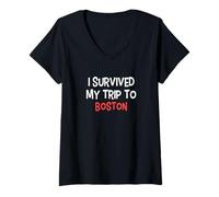 Mujer I Survived My Trip To Boston Camiseta Simple City Camiseta Cuello V