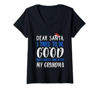Mujer I Take After My Grandma Hombres Mujeres Niños Divertido Navidad Camiseta Cuello V