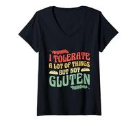 Mujer I Tolerate a Lot But Not Gluten Funny Celiac Gift Camiseta Cuello V