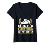 Mujer I Tolerate a Lot But Not Gluten Funny Celiac Gift Camiseta Cuello V