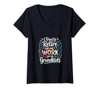 Mujer I Tried To Retire But Now I Work For My Grandkids - Camiseta Cuello V