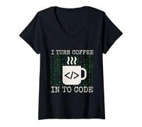 Mujer I Turn Coffee Into Code - Funny Software Engineer programmer Camiseta Cuello V