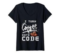 Mujer I Turn Coffee Into Code - Funny Software Engineer Tee Camiseta Cuello V