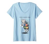 Mujer I Used to Remember Things... Funny PC Inept Cat Retro Camiseta Cuello V