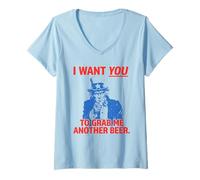 Mujer I Want You to Grab Me Another Beer Funny Uncle Sam USA Camiseta Cuello V