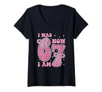 Mujer I Was 6 Now I Am 7 Funny 7th Birthday Party Girls Boys Party Camiseta Cuello V