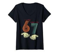 Mujer I Was 6 Now I'm 7 Funny 7th Birthday Retro Hands Meme Girls Camiseta Cuello V