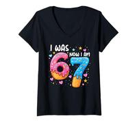 Mujer I Was 6 Now I'm 7 Years Old Cool 7th Birthday Girls Party Camiseta Cuello V
