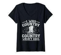 Mujer I Was Country When Country Wasn't Cool Music Camiseta Cuello V