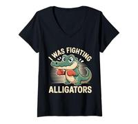 Mujer I Was Fighting Alligators Disculpe la Historia Torpe |- Camiseta Cuello V