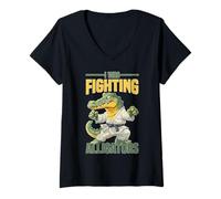 Mujer I Was Fighting Alligators Excusa Historia Torpe Camiseta Cuello V