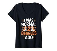 Mujer I Was Normal 2 Beagles Ago - Cute Funny Dog Lover Quote Camiseta Cuello V