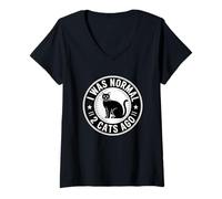 Mujer I Was Normal 2 Cats Ago Camiseta Cuello V