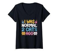 Mujer I Was Normal 2 Cats Ago Camiseta Cuello V