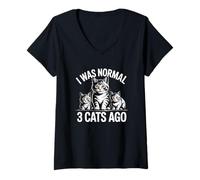 Mujer I Was Normal 3 Cats Ago Camiseta Cuello V