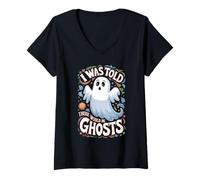 Mujer I Was Told There Would Be Ghosts Funny Halloween Kids Boys Camiseta Cuello V