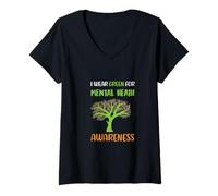 Mujer I Wear Green for Mental Health Awareness Fight End Break Camiseta Cuello V