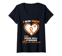 Mujer I Wear Orange for Prader-Willi Syndrome Awareness Camiseta Cuello V