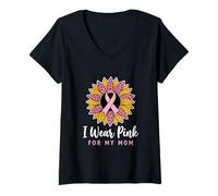Mujer I Wear Pink For My Mom Breast Cancer Awareness Camiseta Cuello V