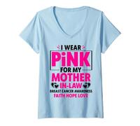 Mujer I Wear Pink For My Mother In-Law Cancer Concienciación sobre el cáncer de Mama Camiseta Cuello V