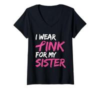 Mujer I Wear Pink For My Sister Breast Cancer Awareness Camiseta Cuello V