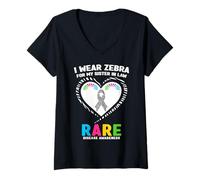 Mujer I Wear Zebra for My Sister in Law - Concienciación sobre Enfermedades Raras Camiseta Cuello V