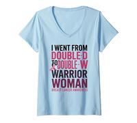 Mujer I Went from Double D to Double W Warrior Woman Breast Cancer Camiseta Cuello V