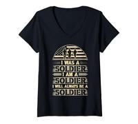 Mujer I Will Always Be A Soldier Vintage Men Veteran Patriotic US Camiseta Cuello V