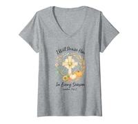 Mujer I Will Praise Him In Every Season Psalm 146:2 Watercolor Camiseta Cuello V