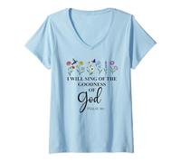 Mujer I Will Sing of The Goodness of God Psalm 89:1 Christian Bird Camiseta Cuello V