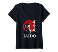 Mujer Iaido - Espada Japonesa para Practicar Artes Marciales Zen Bushido Camiseta Cuello V