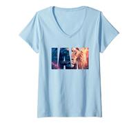 Mujer IAM Lion of Judah - Holy Name of GOD Christian Faith Graphic Camiseta Cuello V