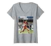Mujer Ian Rush Liverpool Futbolista Celebra GOL Vs QPR 1993 Camiseta Cuello V