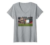 Mujer Ian Wright En Acción Arsenal V Aston Villa Fútbol Camiseta Cuello V