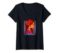 Mujer ibaraza, Bandera Boricua, Flor Puertorriqueña Jíbara Maga Camiseta Cuello V