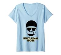 Mujer Ibiza Final Boss Head Funny Meme Club Star Spain UK Camiseta Cuello V
