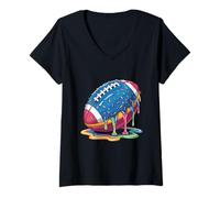 Mujer Ice Cream Drip Football para niños, jóvenes, niños pequeños, mujeres y hombres Camiseta Cuello V
