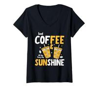 Mujer Iced Coffee & Sunshine Every Day All Day Funny Summer Camiseta Cuello V