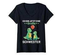 Mujer Ich Bin Jetzt Eine Große Schwester Dinosaurios Dinosaurio Camiseta Cuello V
