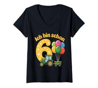 Mujer Ich Bin Schon 6 - Traje de Tractor para niños de 6º cumpleaños Camiseta Cuello V