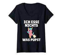 Mujer Ich Esse Nada Que pupst Veganos y Vegetarianos. Camiseta Cuello V