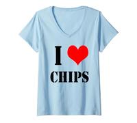 Mujer Ich Liebe Patatas Fritas I Love Chips Camiseta Cuello V