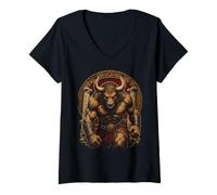 Mujer Icono de Guerrero de mitología del Laberinto Griego Antiguo minotauro Camiseta Cuello V