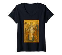 Mujer Icono ortodoxo de San Ignacio de Antioquía Camiseta Cuello V