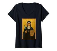 Mujer Icono ortodoxo de Santa Hildegarda de Bingen Camiseta Cuello V
