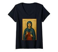 Mujer Icono ortodoxo de Santa Inés Camiseta Cuello V